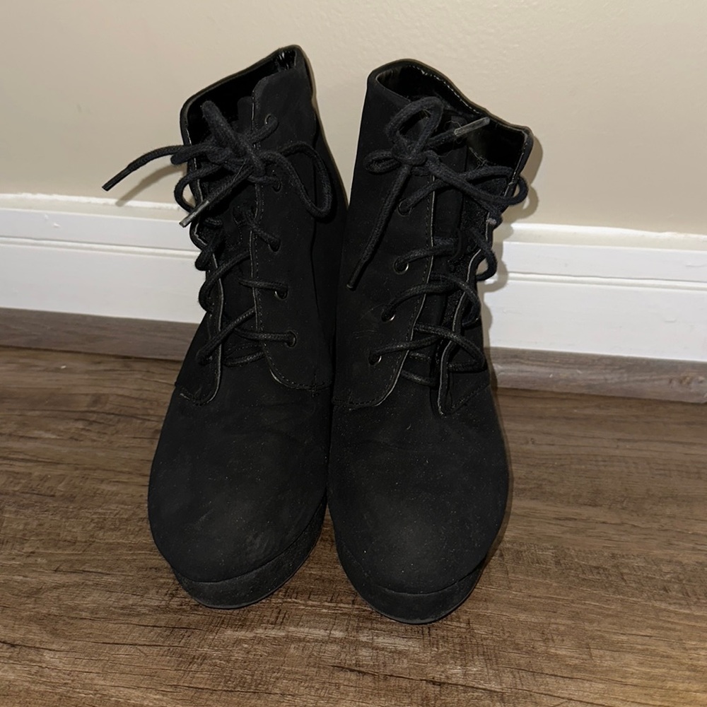 All black suede booties